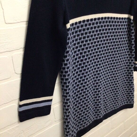 M.A.T. sweater cotton blend turtle neck cable knit fisherman fair isle small - Picture 6 of 12